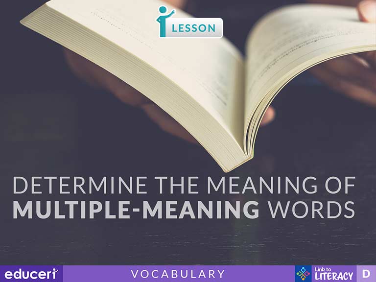 Determine The Meaning Of Multiple Meaning Words Lesson Plans