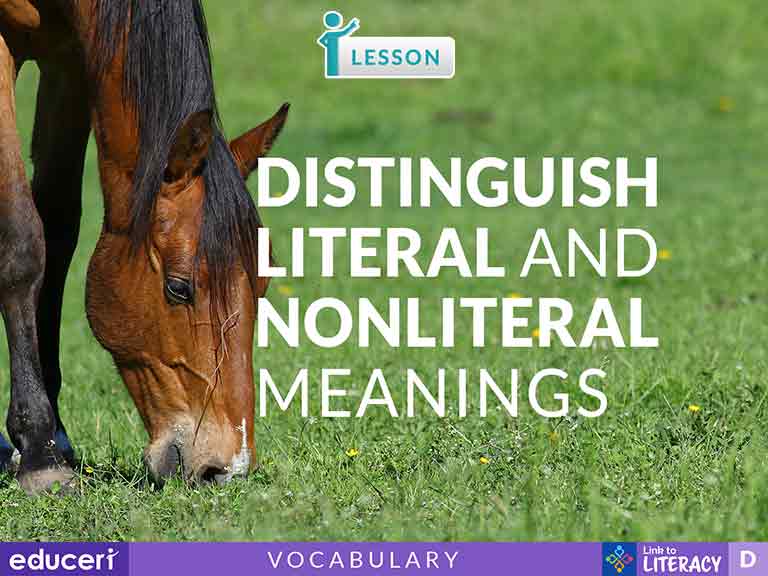 Literal And Non Literal Verbs Worksheet